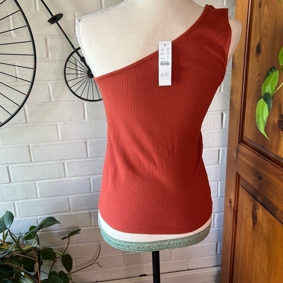 J. Crew one shoulder vintage rib size M orange rust asymmetrical - Picture 5 of 11